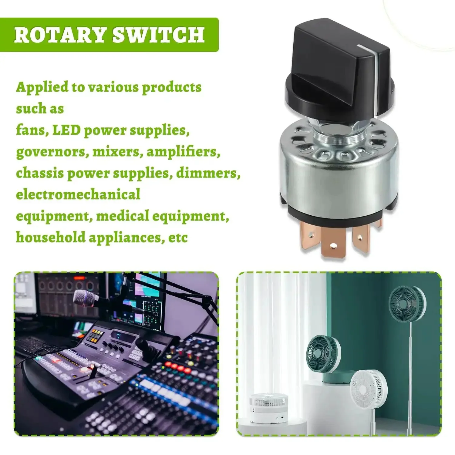Four Position Three Speed Rotary Switch With Knob And Terminals For Fan Or Heater Control 12A 250V 16A 125V Built To Last Workhorse Electrical Switch For Durable Performance - Image 3