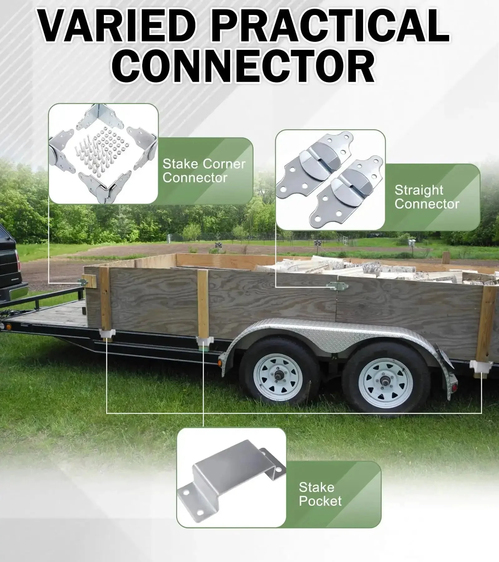 Four Sets Trailer Wood Side Brackets Latches With Screws For Secure Stake Panels Gates And Corners Heavy Duty Kit For Wood Sides On Trailers And Rigs Ideal For Secure Cargo And Rough Road Reliability - Image 2