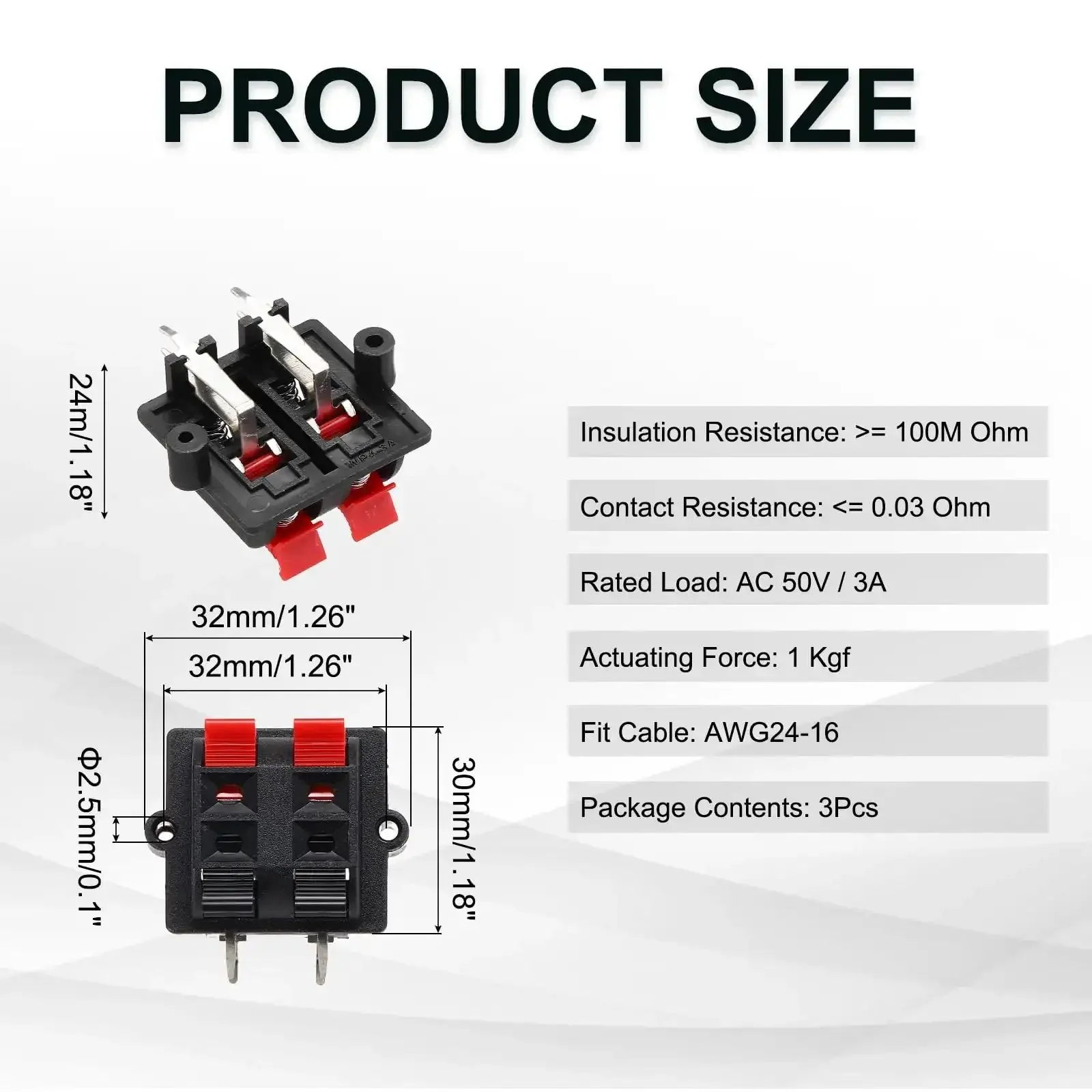 Four Way Spring Terminal Clip Push Release Connector Plate Jack Socket For Speaker Wiring Pro Grade Heavy Duty Terminal Strip Block Test Clip WP Four Three Eight Pieces Red Black Polarity Coding Durable Plastic And Iron Build - Image 6