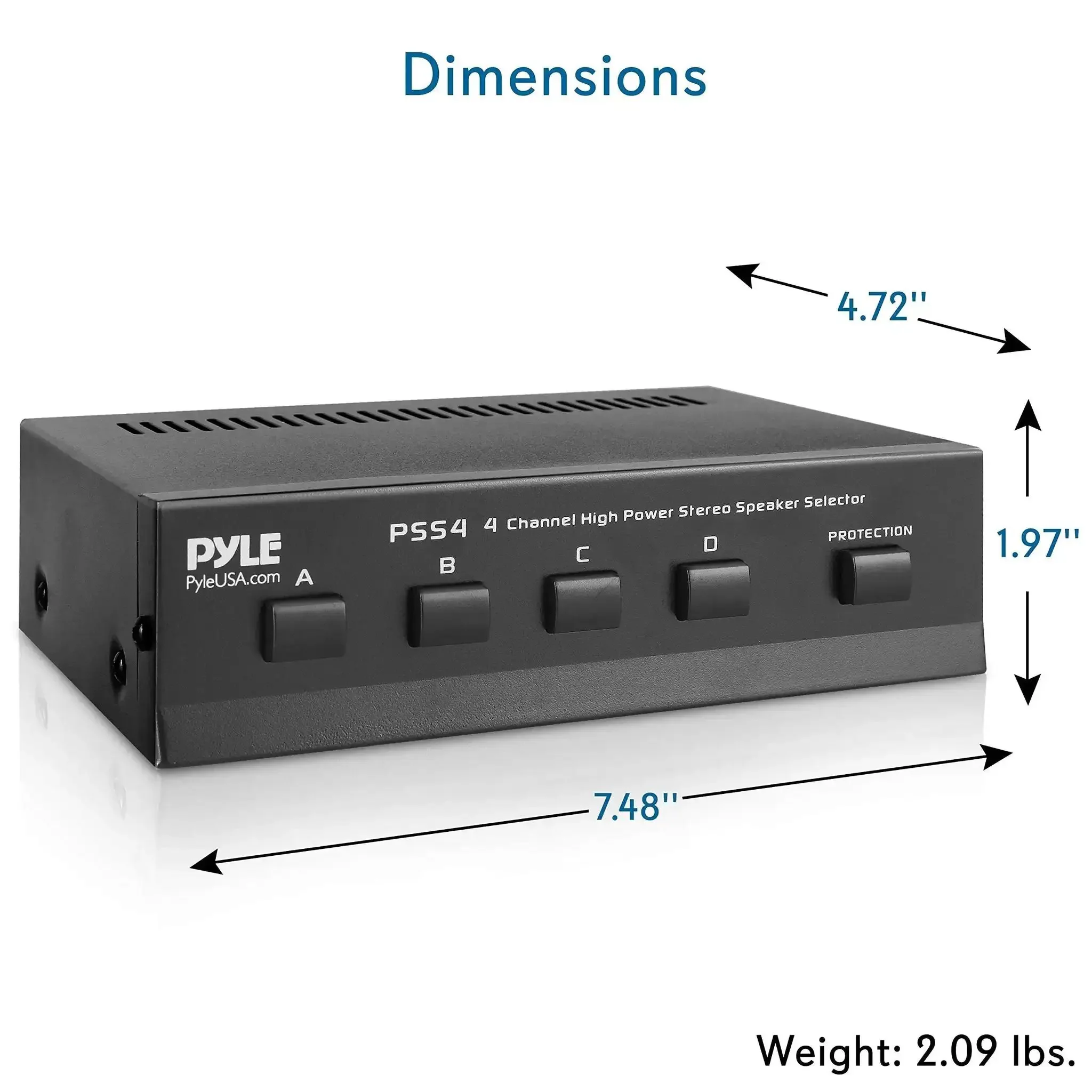 Four Zone Speaker Switch Box For Multi Channel Stereo System A B C D Selector Hub, Supports Four Speaker Pairs, Handles Up To 100W Per Channel, 14 Gauge Wire, 8 Ohm Minimum, Black - Image 2