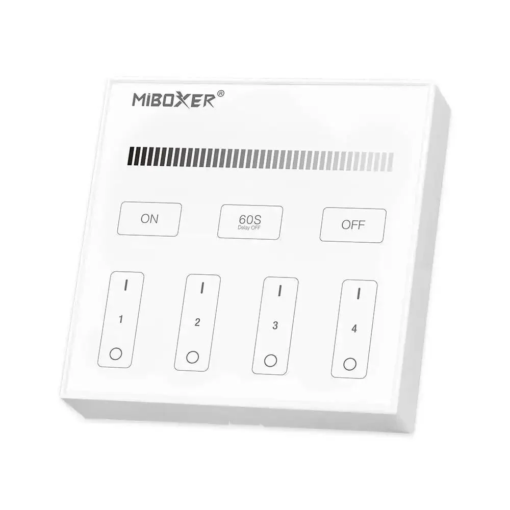 Four Zone Wireless Panel Remote Battery Powered No Wiring Setup With Magnetic Holder Outdoor Mount No Fuss Easy 2 4G RF Control Brightness Adjustable For FUT035W Plus MiLight Series