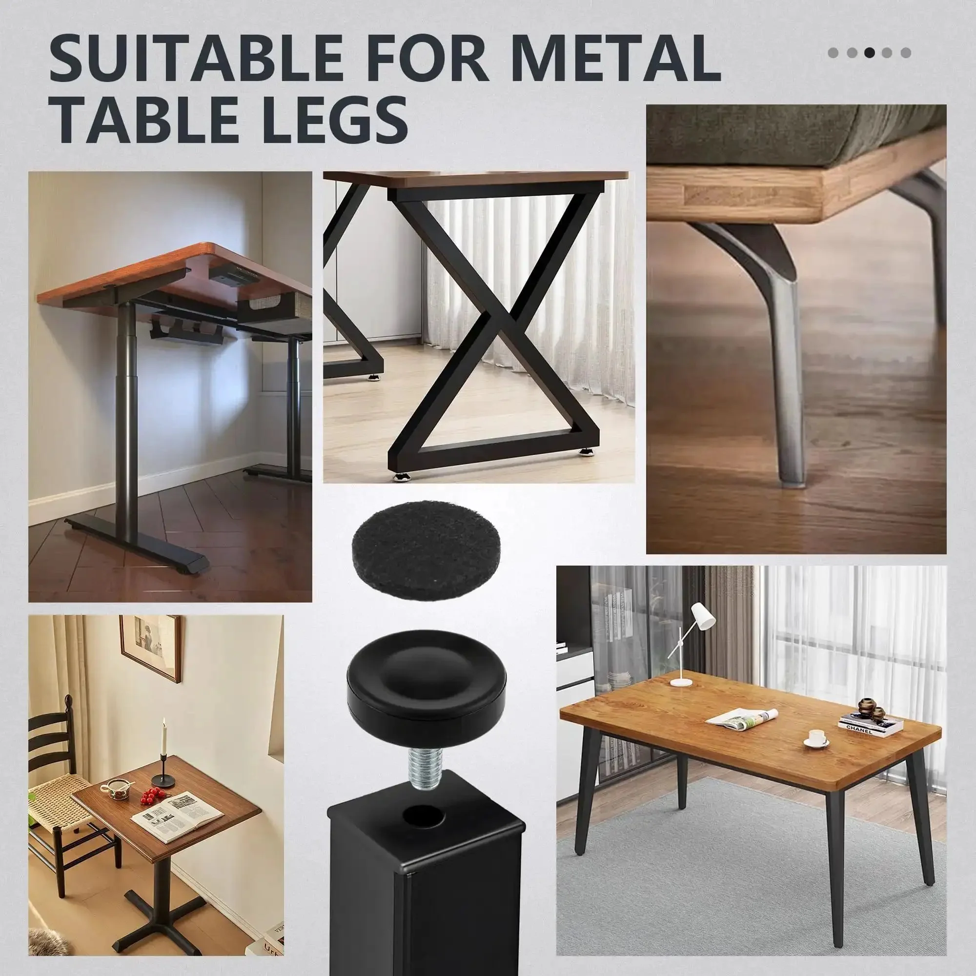 Fourteen Pack Furniture Leveling Feet Set With One Quarter Inch Thread, Adjustable Levelers For Tables Cabinets Chairs And Stool Legs, Galvanized Steel With Black Plastic Base To Protect Floors, No T Nuts Needed - Image 2