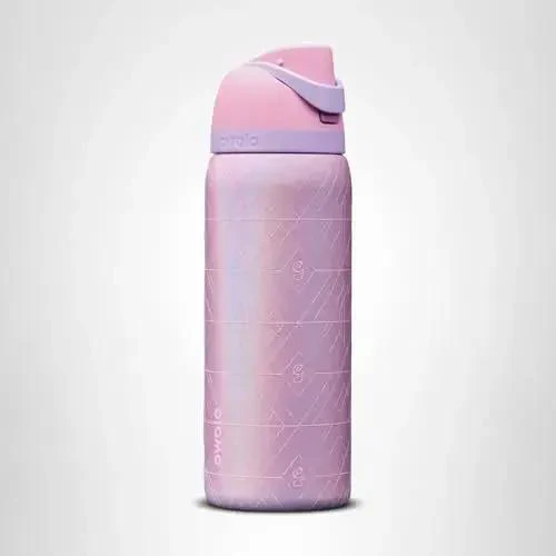 FreeSip Insulated Stainless Steel Water Bottle With Straw For Sports And Travel On The Go 32 Oz BPA Free Push Button Lid With Lock Spill Proof Spout Way To Sip Upright Or Tilt Back Pink Glinda - Image 2