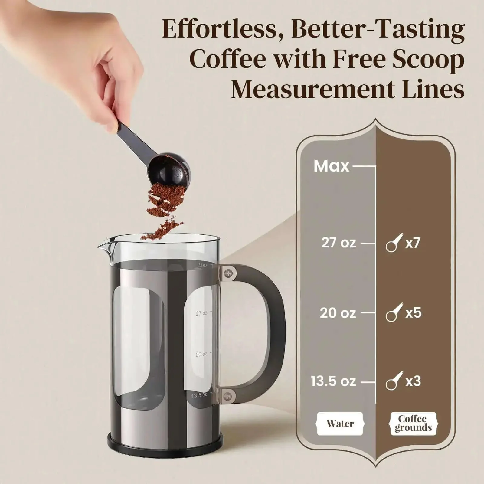 French Press Coffee Maker 34 Ounce Plastic Free Brewing Surface With Thickened Glass And Stainless Steel Ideal For Cold Brew Coffee Or Tea Travel Friendly For Kitchen Camping Gifts And Decor Dark Pewter Finish - Image 3