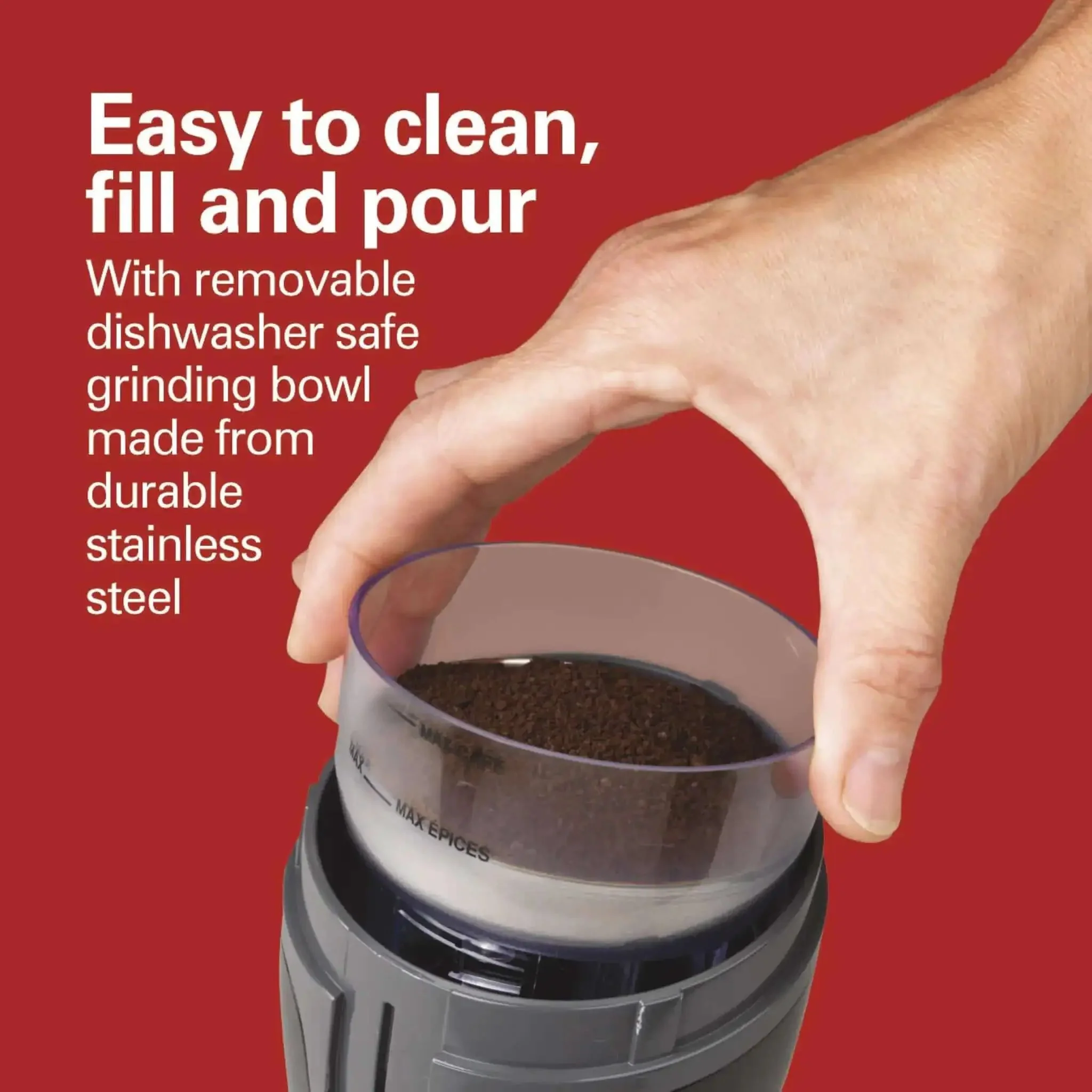 Fresh Grind Electric Coffee Grinder For Beans, Spices And More With Stainless Steel Blades, Removable Grinding Chamber, Hidden Cord Storage, Dishwasher Safe Bowl, No Fuss Cleanup, Ultra Quiet Operation, Grinds Up To 12 Cups, Black - Image 8