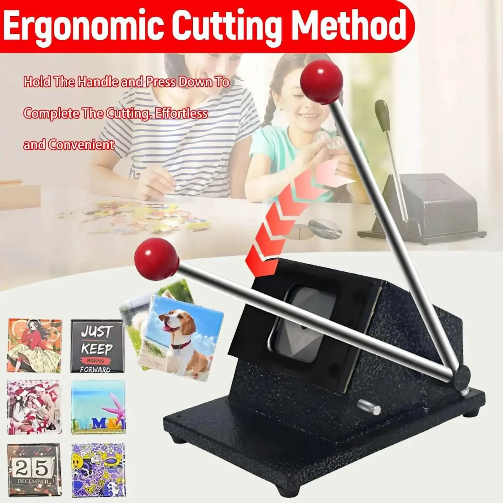 Fridge Magnet Paper Cutter For Diy Crafts, 3.15 Inch Square Punch Tool, Card Die Cutter For Fridge Magnets And Pin Badges, 2 By 2 Inch Craft Cutter With Ergonomic Grip For Easy, Precise Cuts, Dope For Diy Projects - Image 5