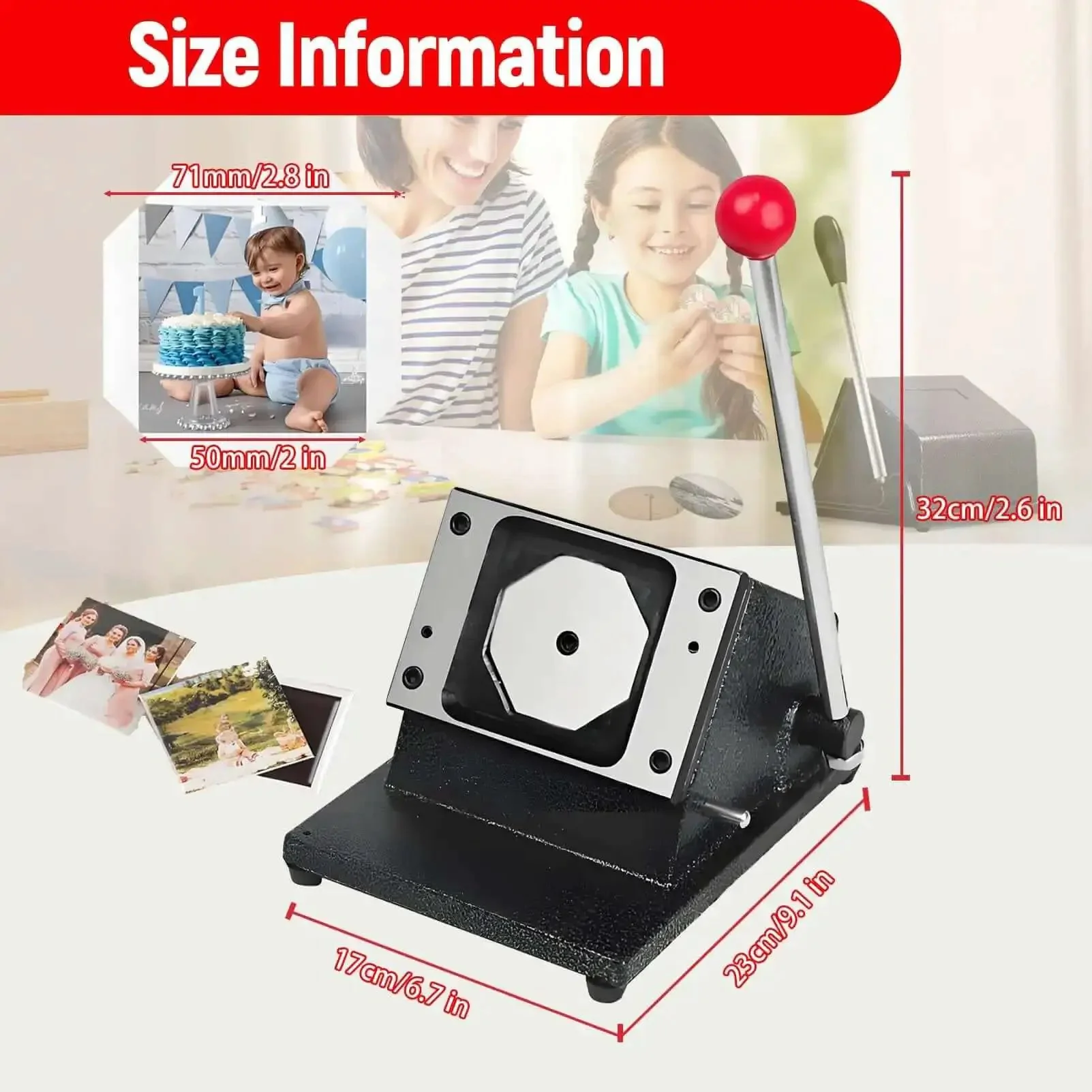 Fridge Magnet Paper Cutter For Diy Crafts, 3.15 Inch Square Punch Tool, Card Die Cutter For Fridge Magnets And Pin Badges, 2 By 2 Inch Craft Cutter With Ergonomic Grip For Easy, Precise Cuts, Dope For Diy Projects - Image 7