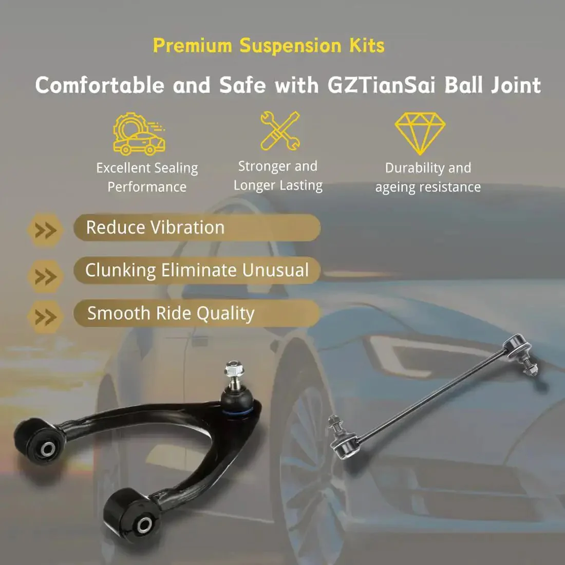 Front End Suspension Kit With Tie Rod End Ball Joint Sway Bar Link Idler Arm Pitman Arm For Chevrolet Silverado 2500 2007 2010 6.6L V8 Diesel Turbocharged Heavy Duty 3 Groove Spline - Image 4