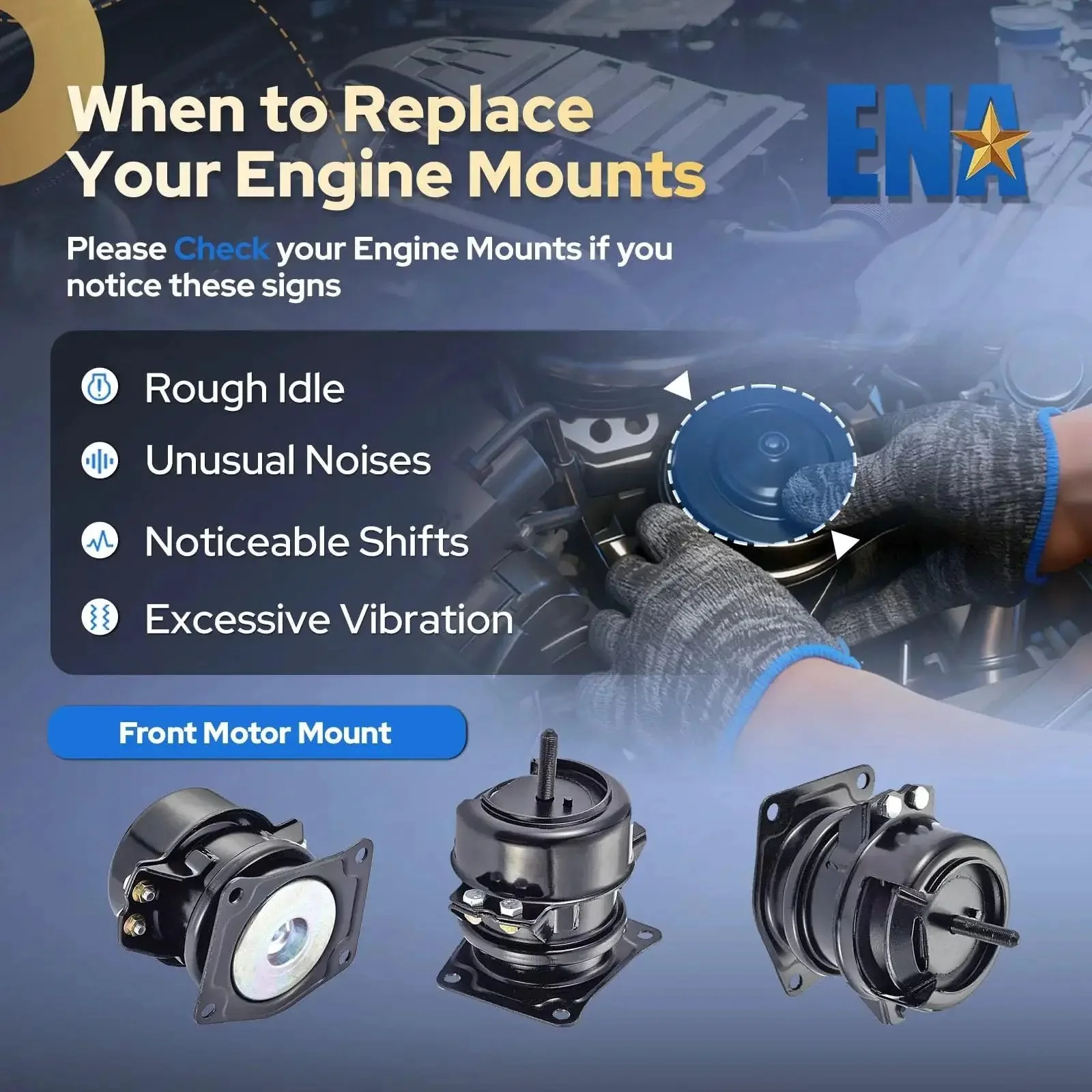 Front Engine Motor Mount For Honda Odyssey Pilot Ridgeline And Acura MDX 3.5L V6 MFI MPI Replacement A4519 EM9441 Rock Solid Vibration Dampening Mount Kit To Stop Engine Shake And Protect Transmission - Image 2