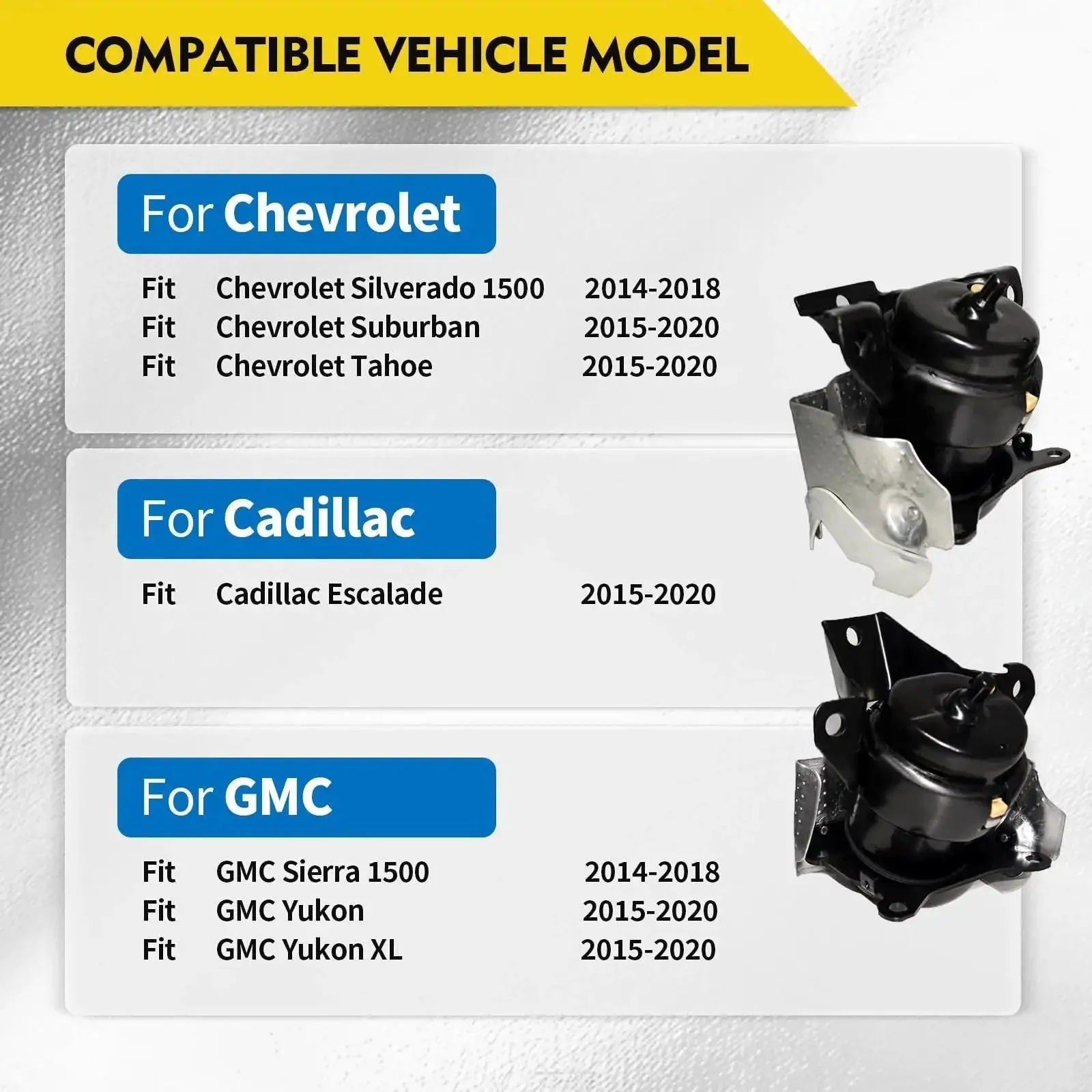 Front Left And Right Engine Mount Set For 2014 2018 Chevrolet Silverado 1500 And GMC Sierra 1500, 2015 2020 Tahoe Suburban Yukon Escalade, Bolt In OEM Replacement 84175583 84175582 Includes One Left And One Right Mount - Image 7