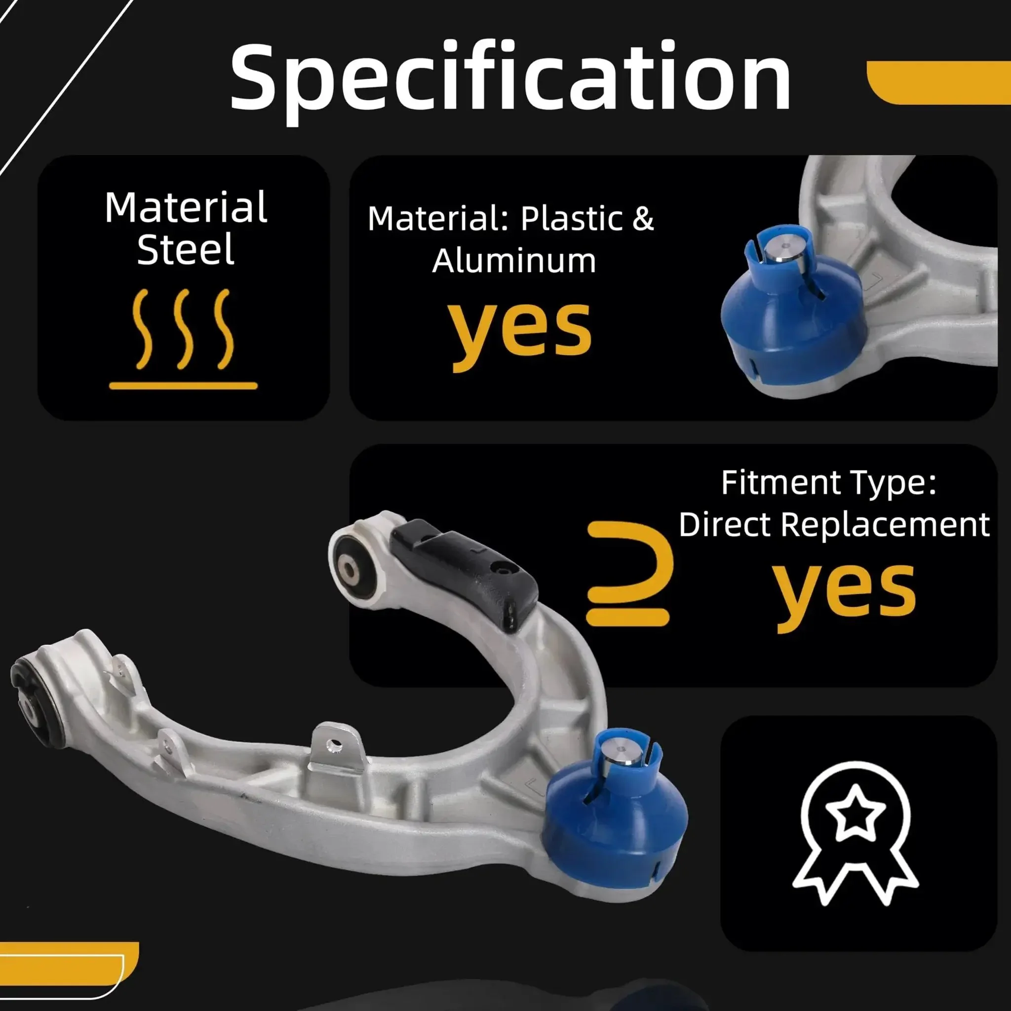 Front Left Upper Control Arm With Ball Joint For Tesla Model 3 2017 To 2021 And Model Y 2020 To 2021 Direct Replacement OE 104432100E 104432100F 104432100G Durable Suspension Part For A Smoother Tighter Ride - Image 2