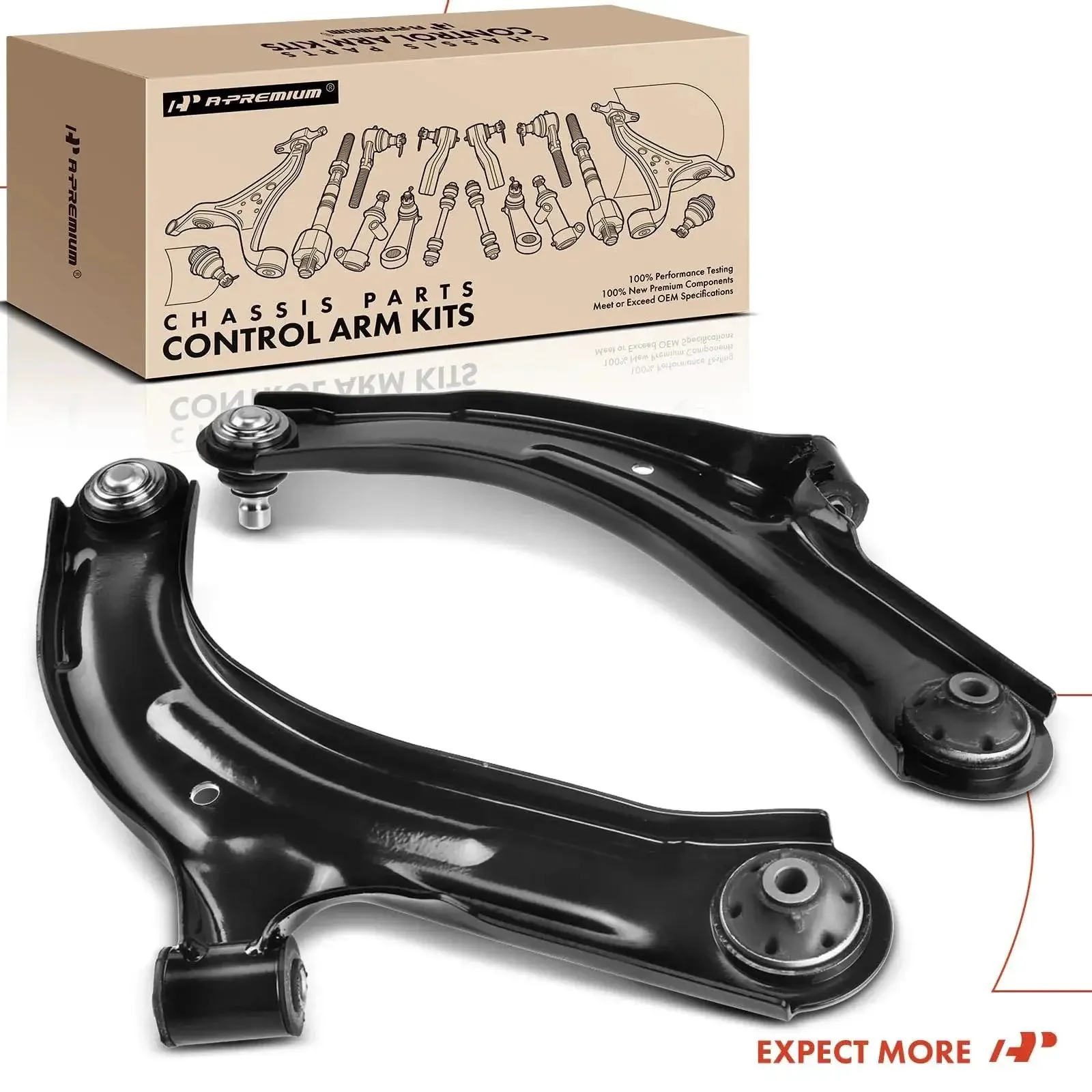Front Lower Control Arm Set With Ball Joint And Bushing For Nissan Versa 2007 To 2012 And Cube 2009 To 2014 Driver And Passenger Side Two Pack Ready To Roll - Image 2