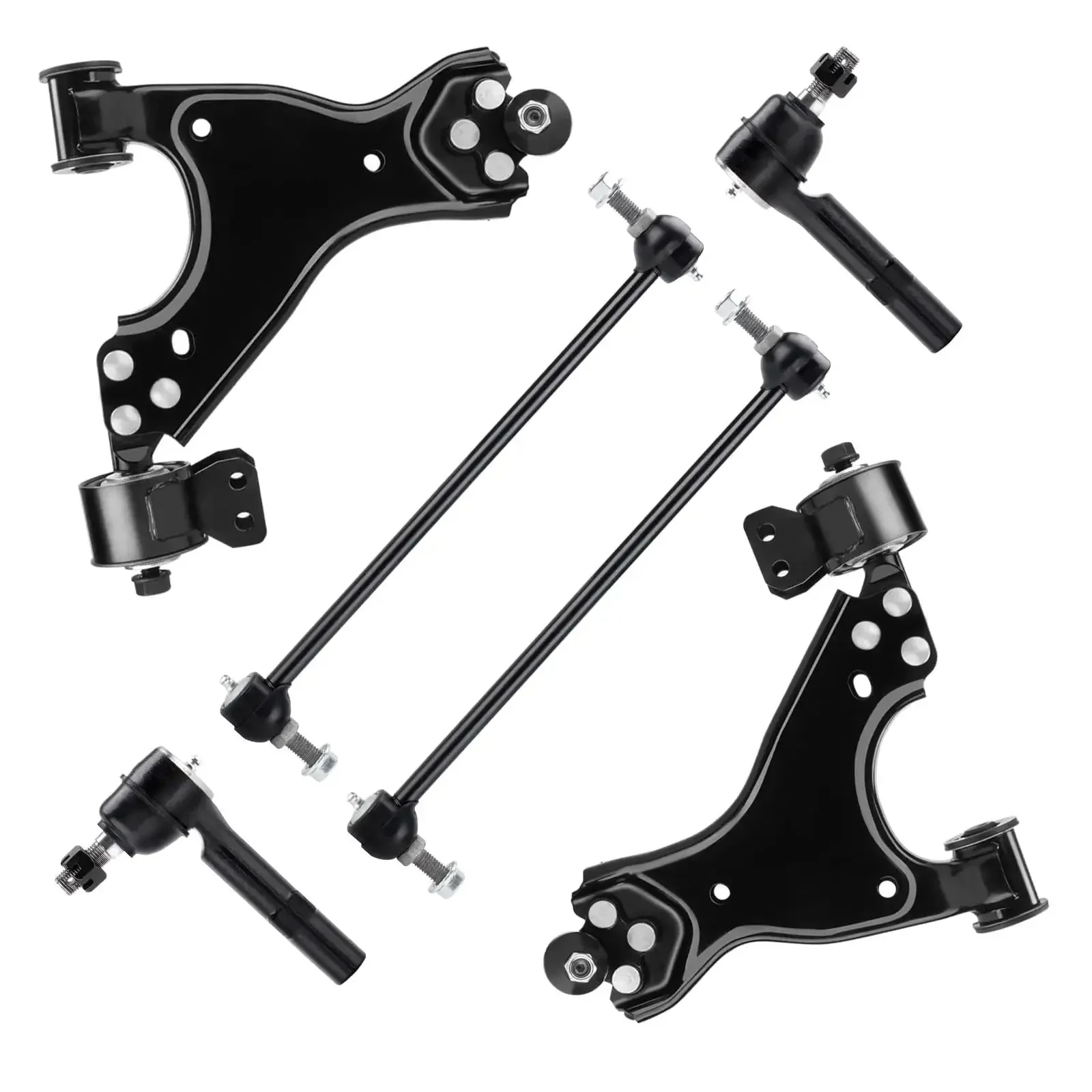Front Lower Control Arms Suspension Kit For 2008 2017 Buick Enclave, 2009 2017 Chevrolet Traverse, 2007 2016 GMC Acadia, 2007 2010 Saturn Outlook, Six Piece High Strength Steel Beefed Up Direct Fit Front End Upgrade