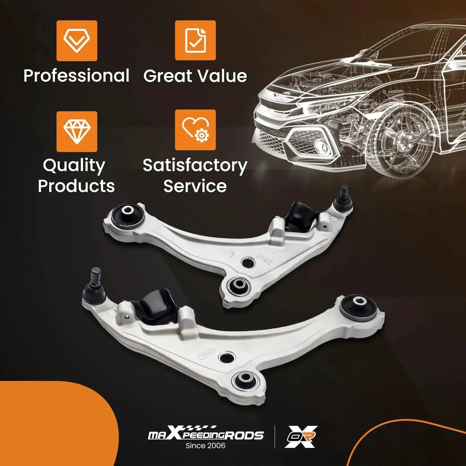 Front Lower Control Arms With Ball Joints For Nissan Maxima 2009 2014 Direct Replacement Front Suspension Kit Set Of 2 Premium Aluminum Preinstalled Bushings For Quieter Ride And Smoother Handling - Image 3