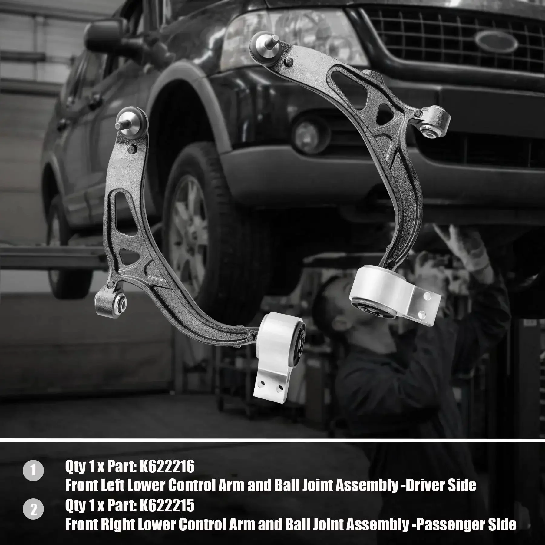 Front Lower Control Arms With Greasable Ball Joints For Ford Explorer 2011-2019 And Police Interceptor Utility 2013-2019 Driver And Passenger Side Kit Replaces K622215 K622216 - Image 3