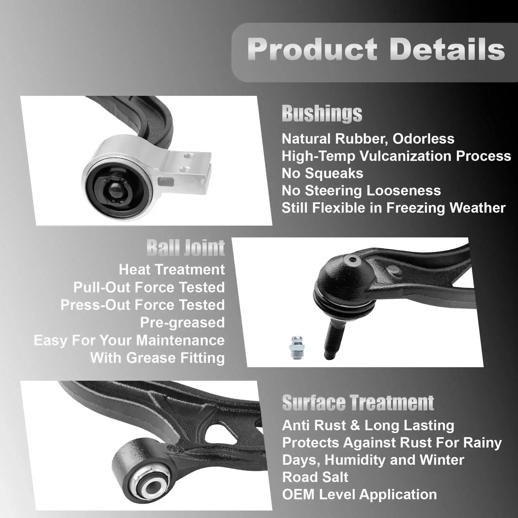 Front Lower Control Arms With Greasable Ball Joints For Ford Explorer 2011-2019 And Police Interceptor Utility 2013-2019 Driver And Passenger Side Kit Replaces K622215 K622216 - Image 5