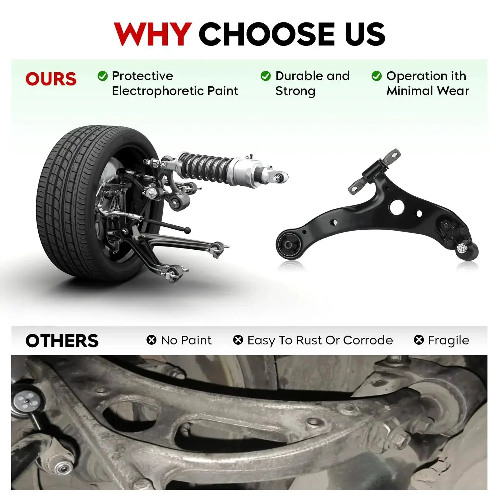 Front Lower Left And Right Control Arm Assembly For 2002 2003 Lexus ES300 2004 2006 ES330 RX330 Without Air Suspension Coil Spring 2007 2009 RX350 2002 2006 Toyota Camry 2004 2008 Toyota Solara 2 Pieces - Image 4