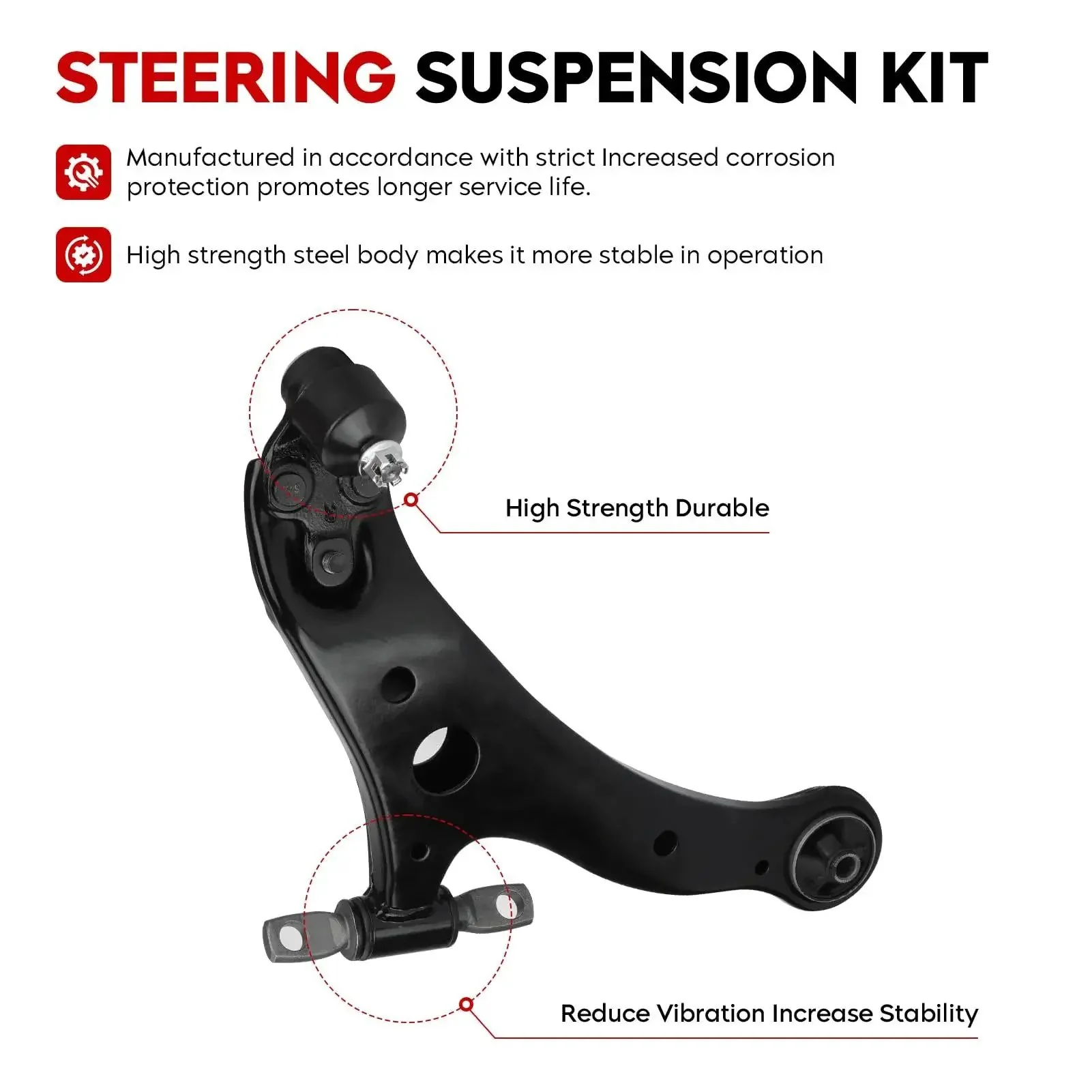 Front Lower Left And Right Control Arm Assembly For 2002 2003 Lexus ES300 2004 2006 ES330 RX330 Without Air Suspension Coil Spring 2007 2009 RX350 2002 2006 Toyota Camry 2004 2008 Toyota Solara 2 Pieces - Image 6