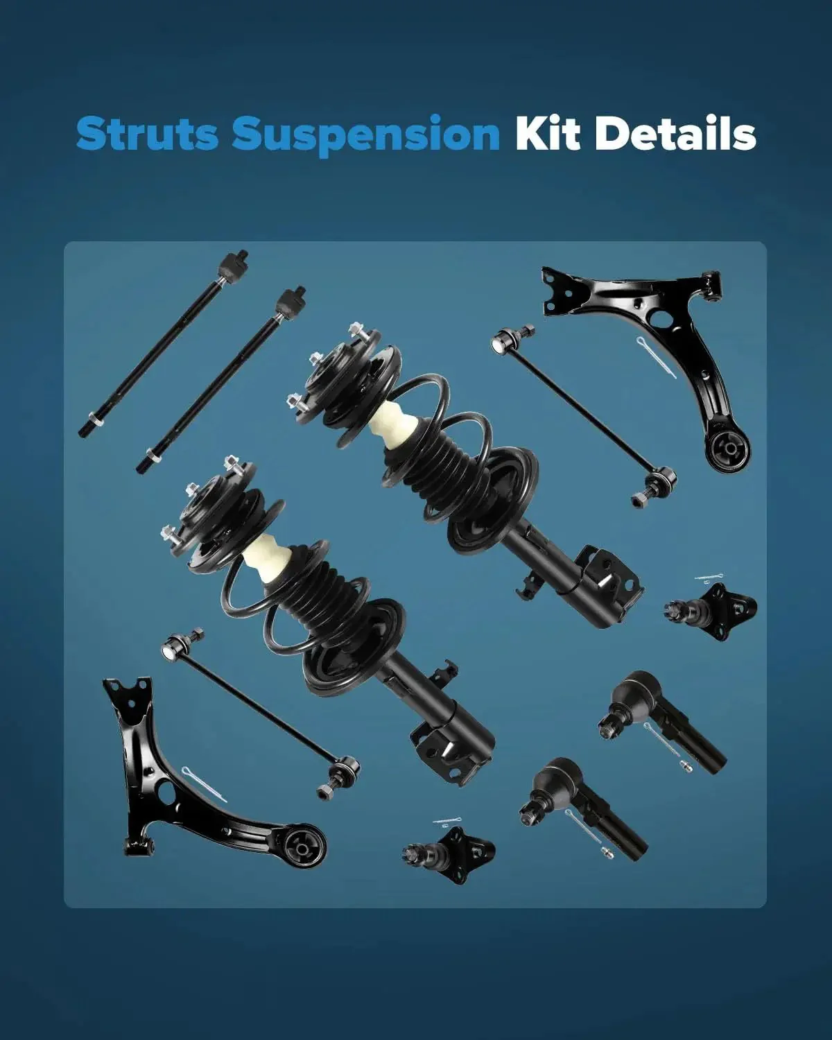 Front Strut Suspension Kit For Toyota Corolla And Matrix 2009 2010 2011 2012 2013 Plug And Play All In One Strut Kit With Ball Joint Control Arm Stabilizer Bar Link 12 Piece Ready To Install - Image 8