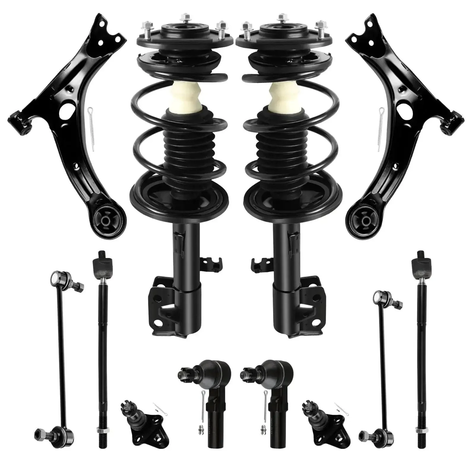 Front Strut Suspension Kit For Toyota Corolla And Matrix 2009 2010 2011 2012 2013 Plug And Play All In One Strut Kit With Ball Joint Control Arm Stabilizer Bar Link 12 Piece Ready To Install - Image 9