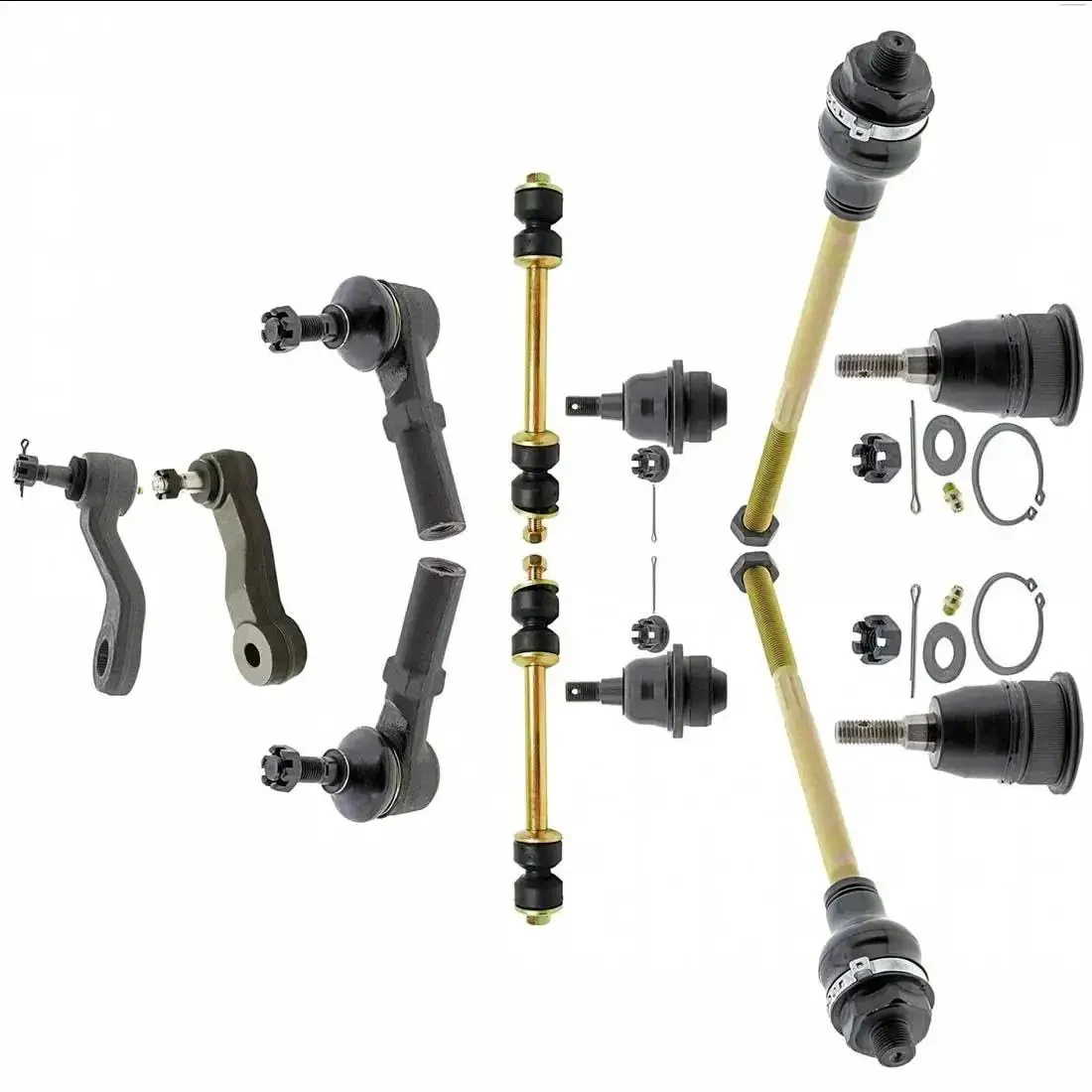 Front Suspension Kit With Sway Bar Links Ball Joint Pitman Arm Idler Arm Tie Rod End For Chevy Silverado 1500 2001 2002 6.0L V8 And Silverado 2500 2001 2004 5.3L V8 3 Groove Spline Includes 1 Idler Arm And 2 Sway Bar Links
