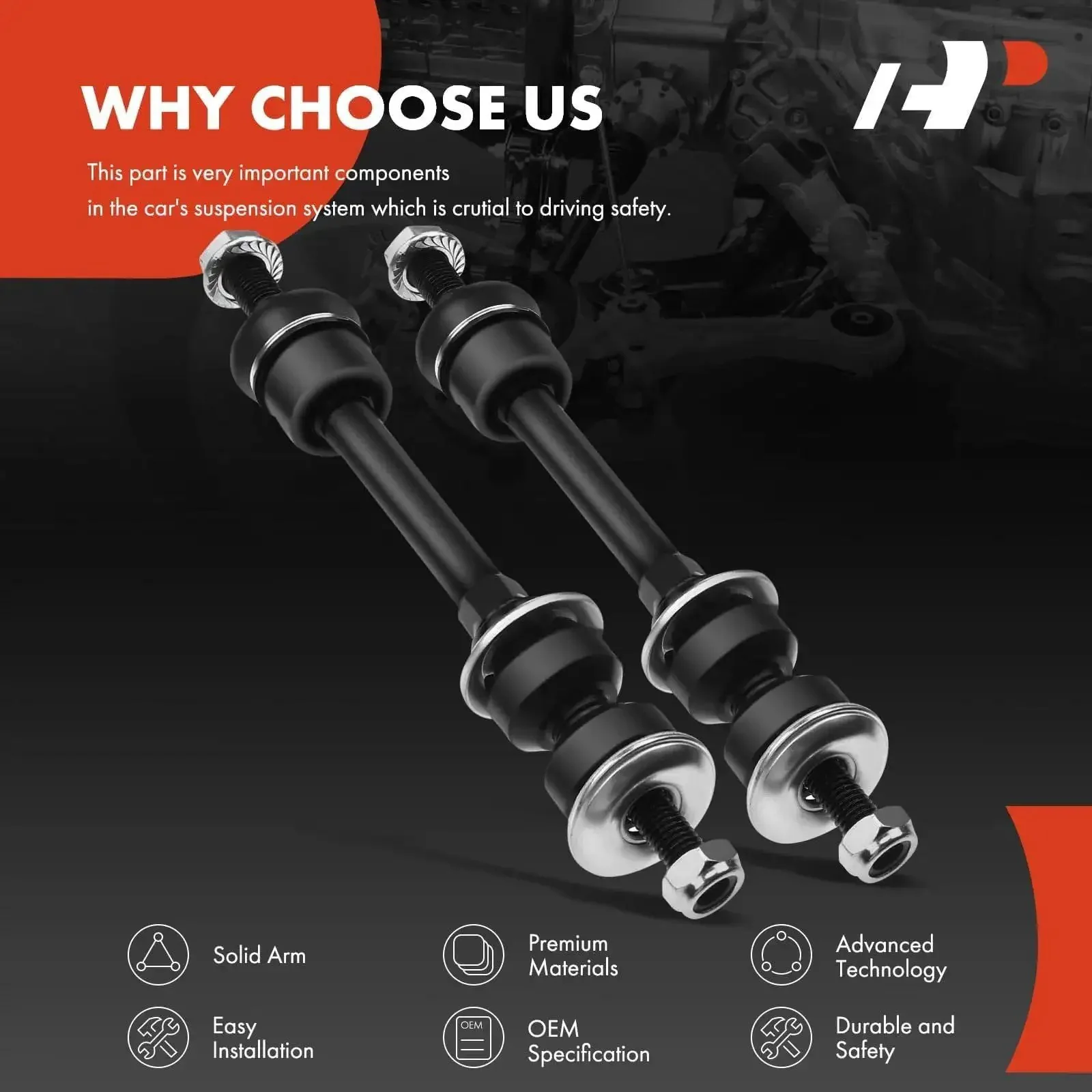 Front Suspension Stabilizer Bar Links Kit For Ford F 150 2005 2006 2007 2008 And Lincoln Mark LT 2006 2007 2008 4WD Or AWD With Straight Shaped Sway Bars Two Piece Heavy Duty Replacement - Image 4