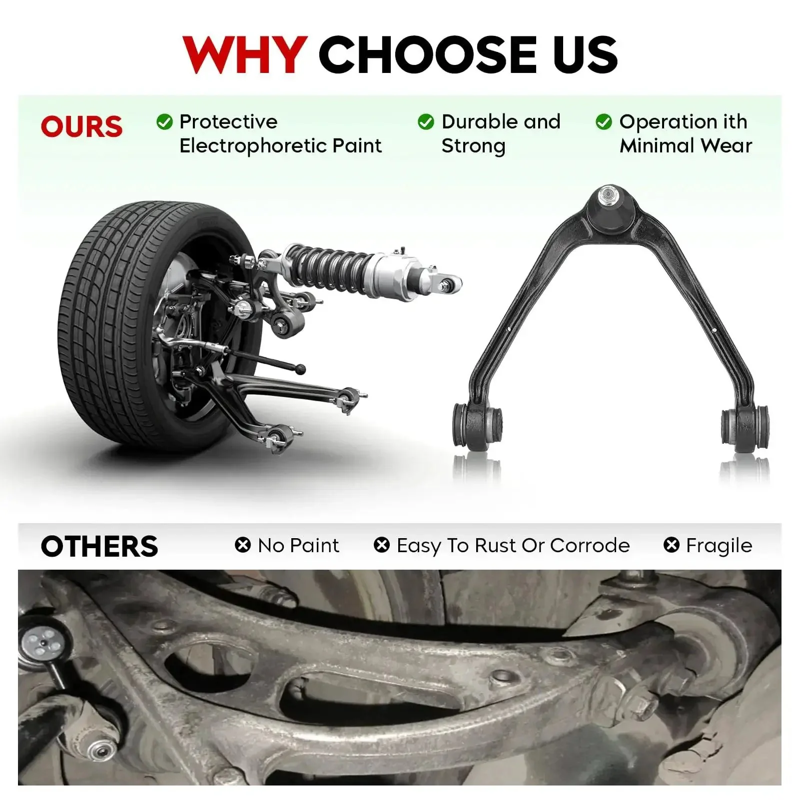 Front Upper Control Arm Suspension Kit With Ball Joint For 1999 To 2006 Silverado Sierra 1500 Suburban Yukon Tahoe Avalanche Escalade Beefed Up 4WD AWD 12 Piece Replacement Set Easy Install - Image 4