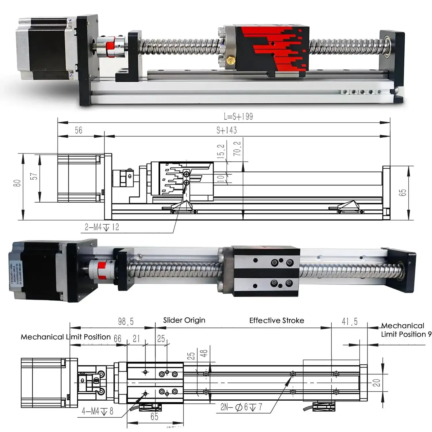 FSL40 Version 2.0 Linear Guide Rail With Ball Screw Motion Table For CNC Projects And Smooth Linear Motion Aluminum Body 350mm Stroke Work Size Nema 23 Stepper Motor Drive High Rigidity Actuator Stage - Image 6
