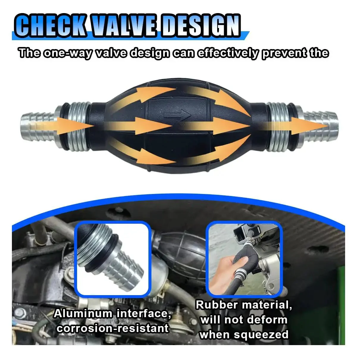 Fuel Line Hand Primer 12mm Rubber One Way Manual Fuel Pump Siphon For Gasoline Diesel Petrol Vacuum Transfer Primer Tool For Cars Boats Motorcycles Marine Gear No Nonsense Easy Fuel Delivery - Image 5