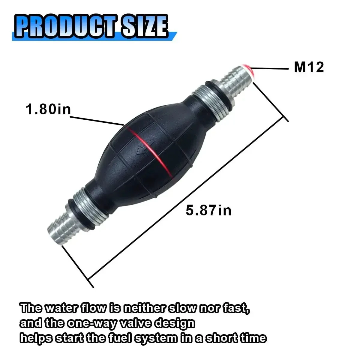 Fuel Line Hand Primer 12mm Rubber One Way Manual Fuel Pump Siphon For Gasoline Diesel Petrol Vacuum Transfer Primer Tool For Cars Boats Motorcycles Marine Gear No Nonsense Easy Fuel Delivery - Image 6