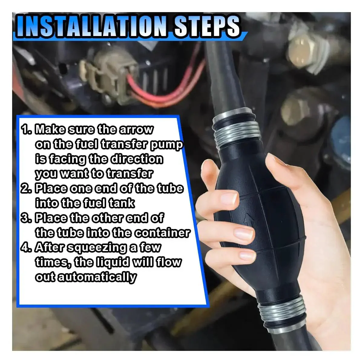Fuel Line Hand Primer Bulb 6mm One Quarter Inch Rubber One Way Fuel Pump Transfer Vacuum Primer Pump For Gasoline Diesel Petrol Siphon Pump For Car Boat Motorcycle - Image 2