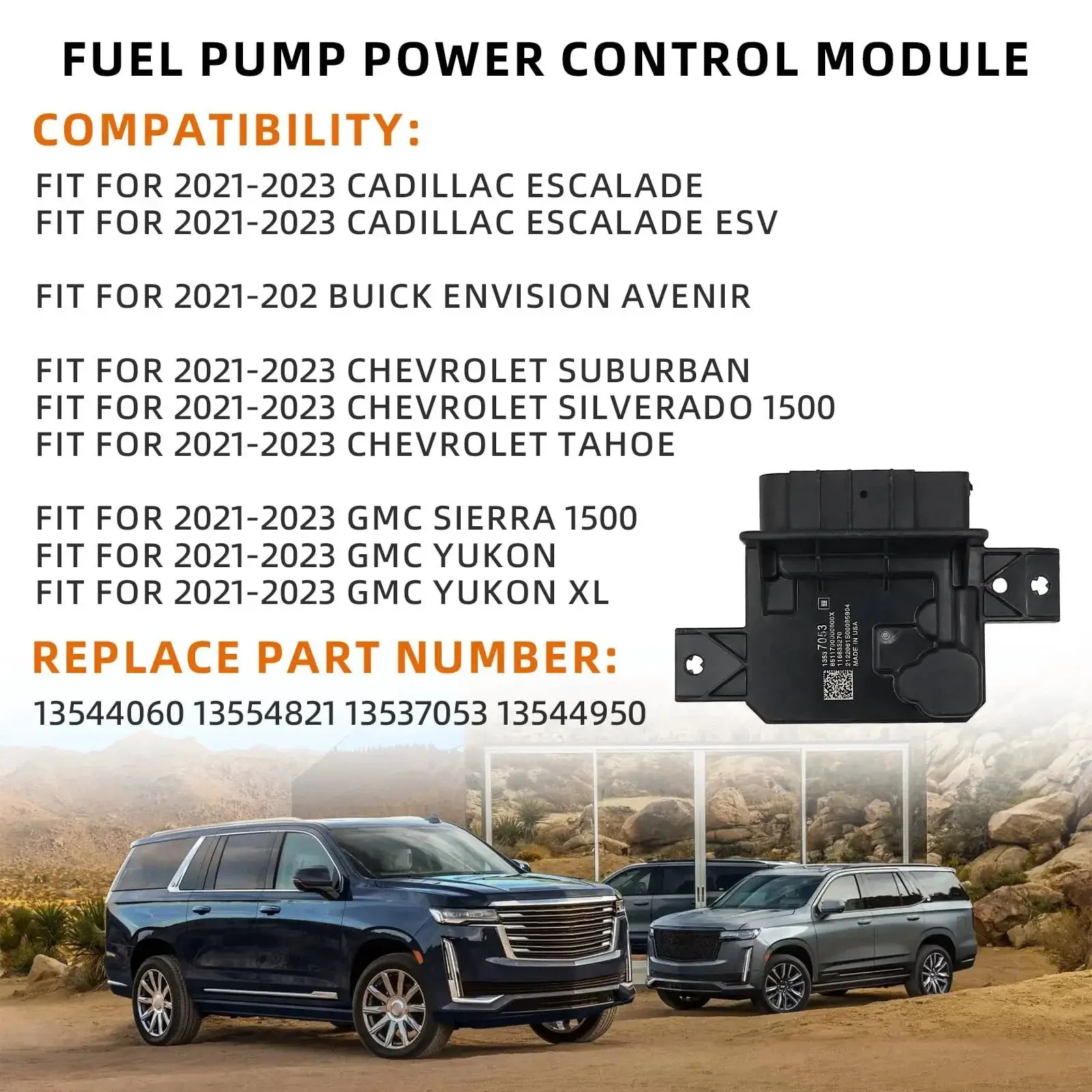 Fuel Pump Control Module For 2021-2023 Cadillac Escalade Escalade ESV Chevy Suburban Silverado 1500 Tahoe GMC Sierra 1500 Yukon XL Replaces 13544060 13554821 13537053 13544950 - Image 9