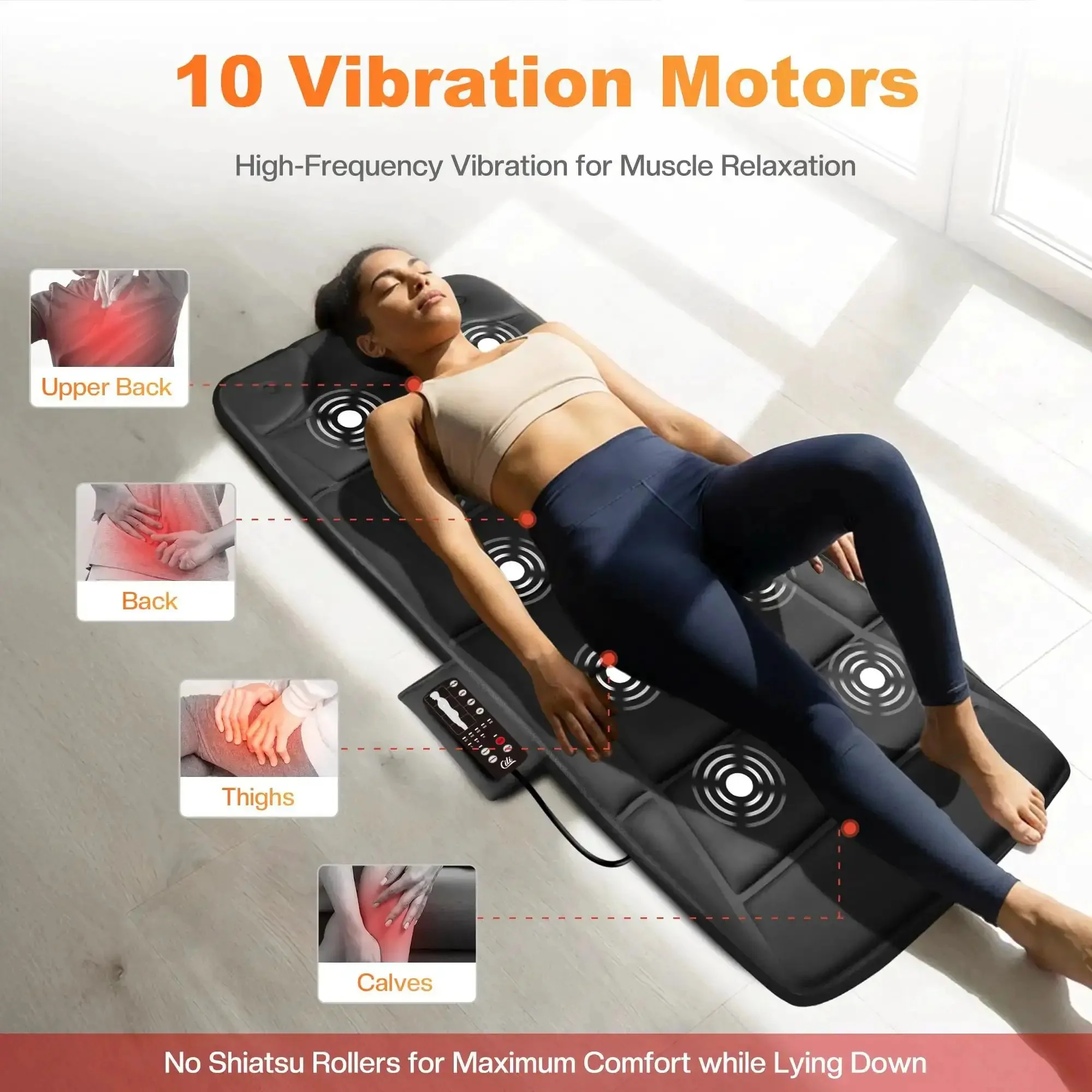 Full Body Massage Mat With Heat And Vibration 10 Motor Back Massage Pad For Bed Chair Sofa Mattress Pad Soothing Muscle Relief And Relaxation And Chill For Home Use At Rest - Image 8