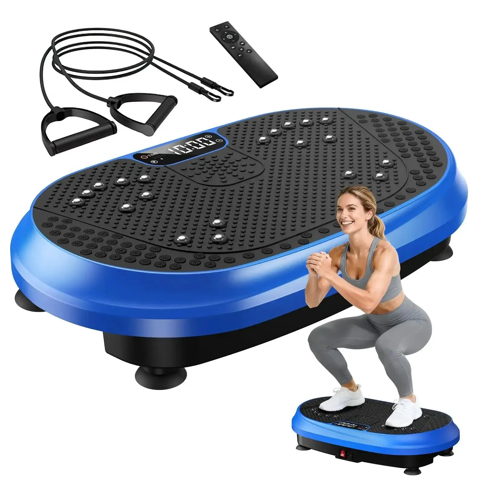 Full Body Vibration Platform For Home Workouts With Bluetooth Power Shaping Lymphatic Drainage Boost Shaker Plate For Lean Tone And Sculpt Quick Muscle Activation Compact Home Gym Device Blue
