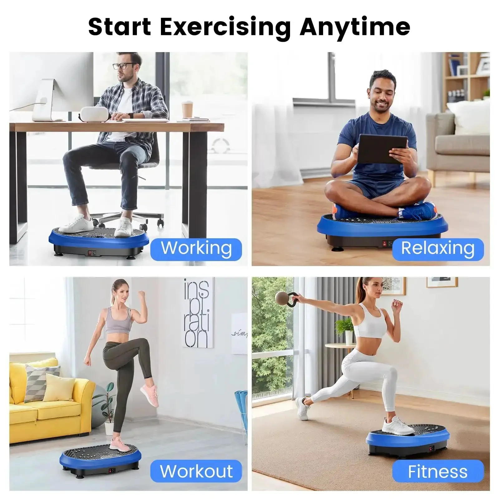 Full Body Vibration Platform For Home Workouts With Bluetooth Power Shaping Lymphatic Drainage Boost Shaker Plate For Lean Tone And Sculpt Quick Muscle Activation Compact Home Gym Device Blue - Image 2