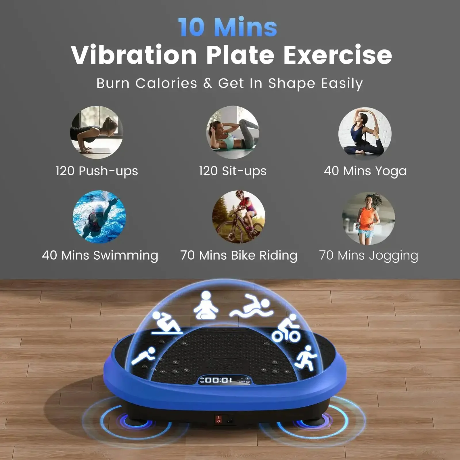 Full Body Vibration Platform For Home Workouts With Bluetooth Power Shaping Lymphatic Drainage Boost Shaker Plate For Lean Tone And Sculpt Quick Muscle Activation Compact Home Gym Device Blue - Image 6