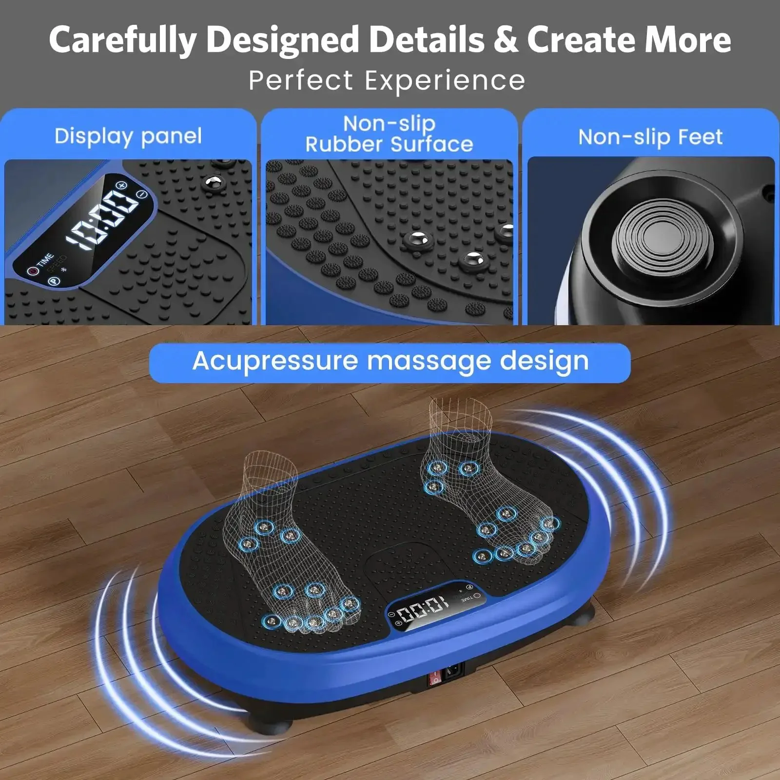 Full Body Vibration Platform For Home Workouts With Bluetooth Power Shaping Lymphatic Drainage Boost Shaker Plate For Lean Tone And Sculpt Quick Muscle Activation Compact Home Gym Device Blue - Image 7