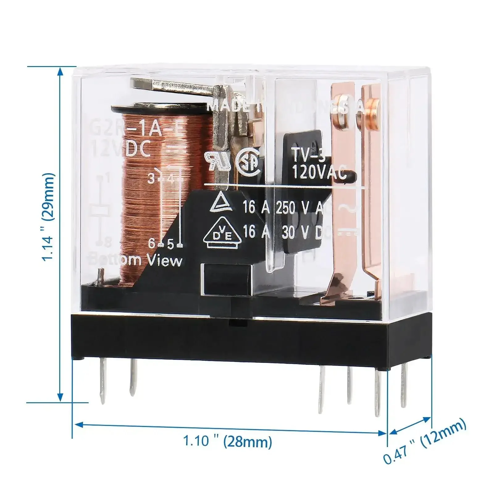 G2R 1A E DC12 General Purpose Relay SPST No 12 Volt DC 16 Amp PC Board Mount Relay For Control Circuits Prototyping And Small Electronics Projects For Industrial And DIY Applications - Image 2