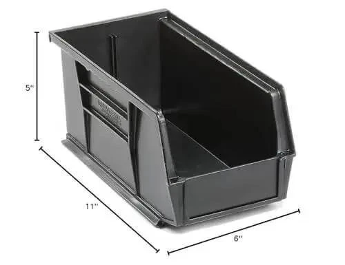 Garage Ready Black Plastic Parts Organizer Bins Pack Of 12, 11 Inch Long, 6 Inch Wide, 5 Inch High, Stackable Storage For Garage, Workshop And Hobby Projects - Image 2