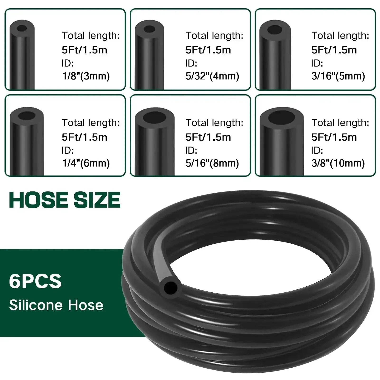 Garage-Ready Car Vacuum Hose Kit Set With 6 Five-Foot Hoses And 113 Connectors, Multipurpose Vacuum Tubing For Car Piping Systems, One-Eighth To Three-Eighth Inch ID Options, Handles Up To 130 PSI, Automotive Replacement Vacuum Line Kit - Image 7