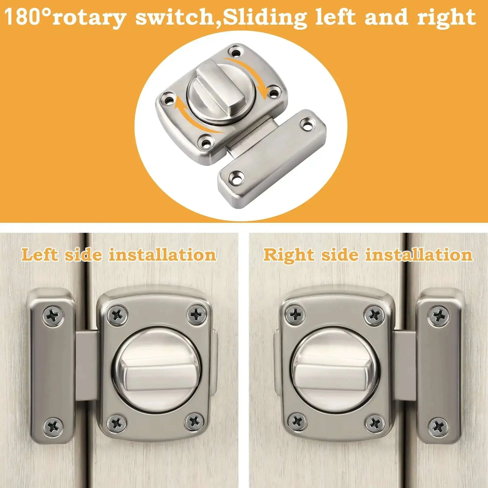 Gate Latch And Sliding Bolt Lock For Cabinets Sheds And Storage Boxes, Double Sided Rotating Gate Hardware In Brushed Zinc Alloy Finish, Heavy Duty Durable 63mm By 55mm MS220U - Image 2