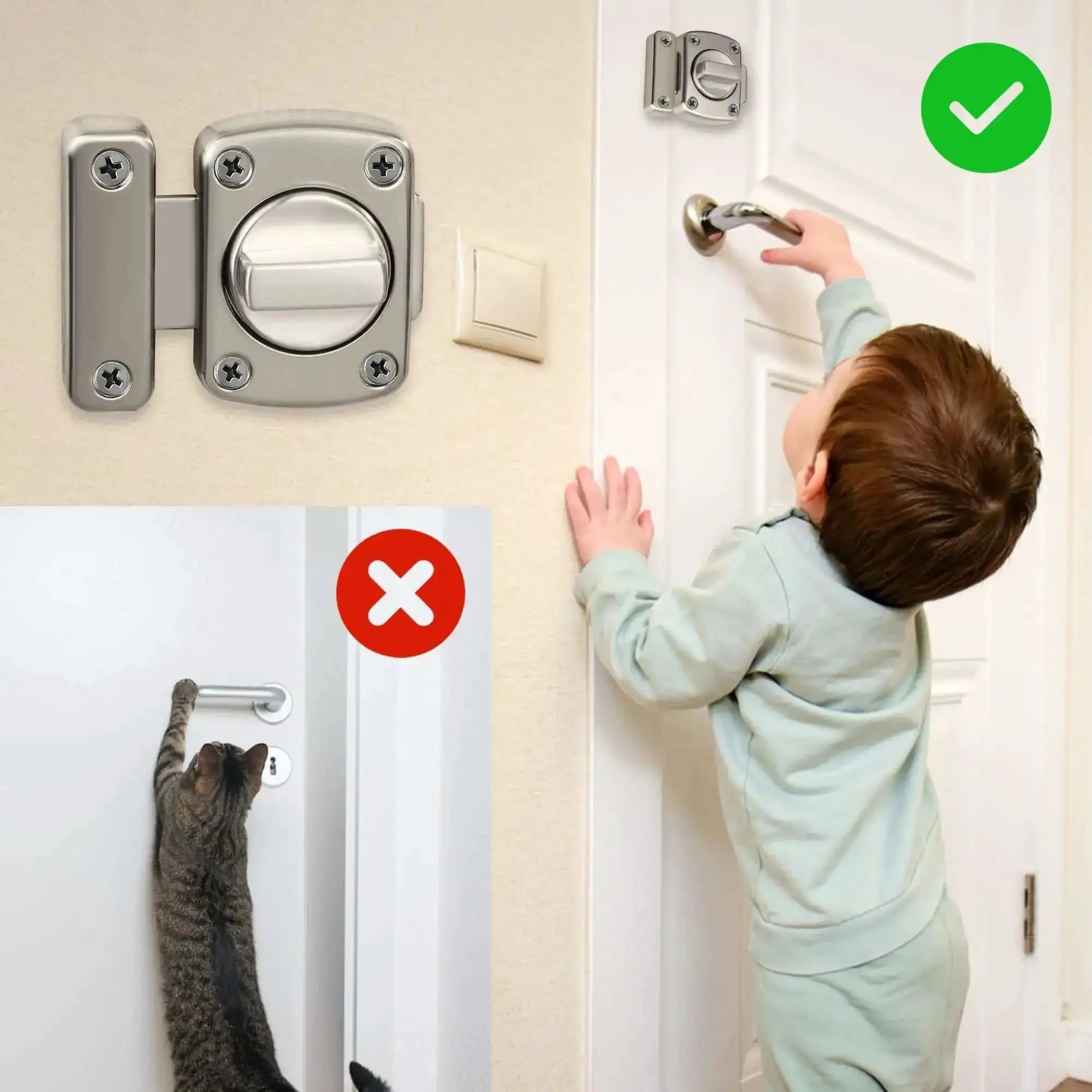Gate Latch And Sliding Bolt Lock For Cabinets Sheds And Storage Boxes, Double Sided Rotating Gate Hardware In Brushed Zinc Alloy Finish, Heavy Duty Durable 63mm By 55mm MS220U - Image 4