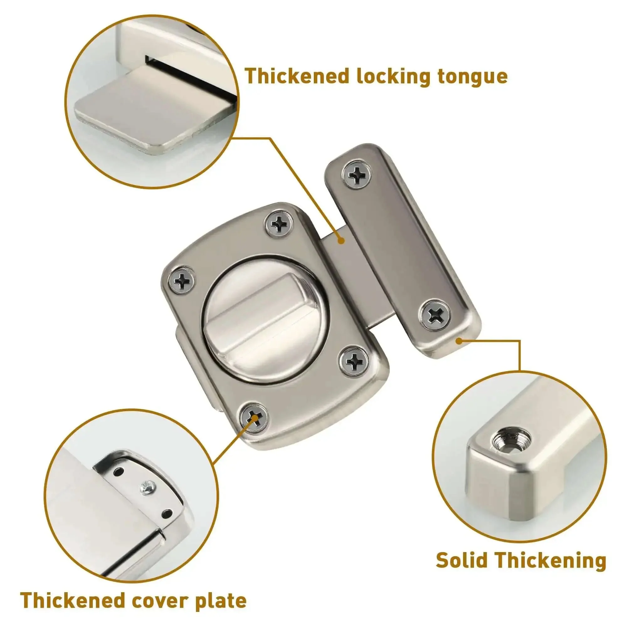 Gate Latch And Sliding Bolt Lock For Cabinets Sheds And Storage Boxes, Double Sided Rotating Gate Hardware In Brushed Zinc Alloy Finish, Heavy Duty Durable 63mm By 55mm MS220U - Image 6