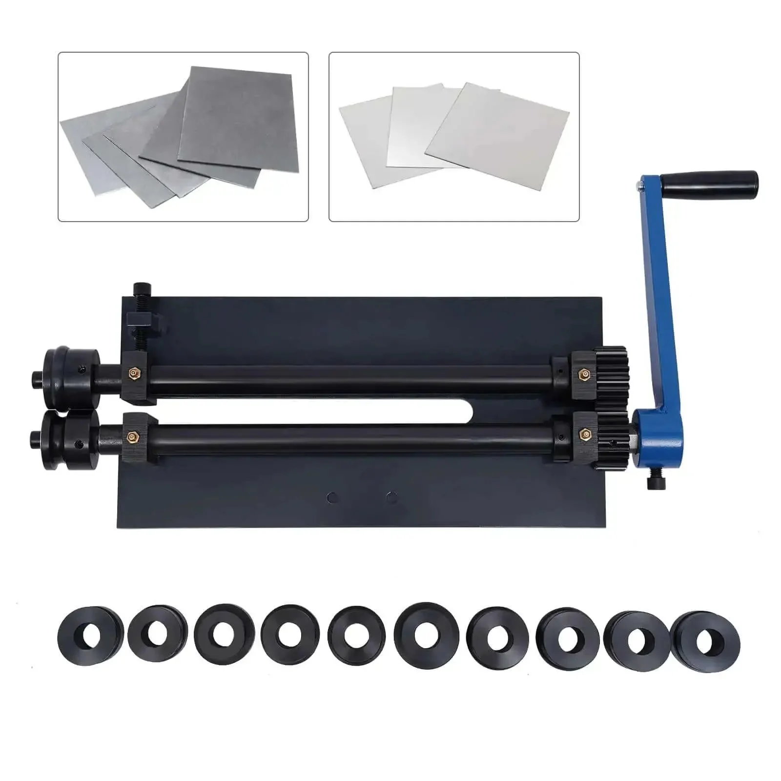 Gear Driven Sheet Metal Bead Roller Machine With 12 Inch Capacity Bench Mounted Bead Roller With 6 Dies Set Manual Wire Press For High Forming Capacity Ideal For Car Chassis Trunk Panels And Other Metal Plates Grey - Image 8