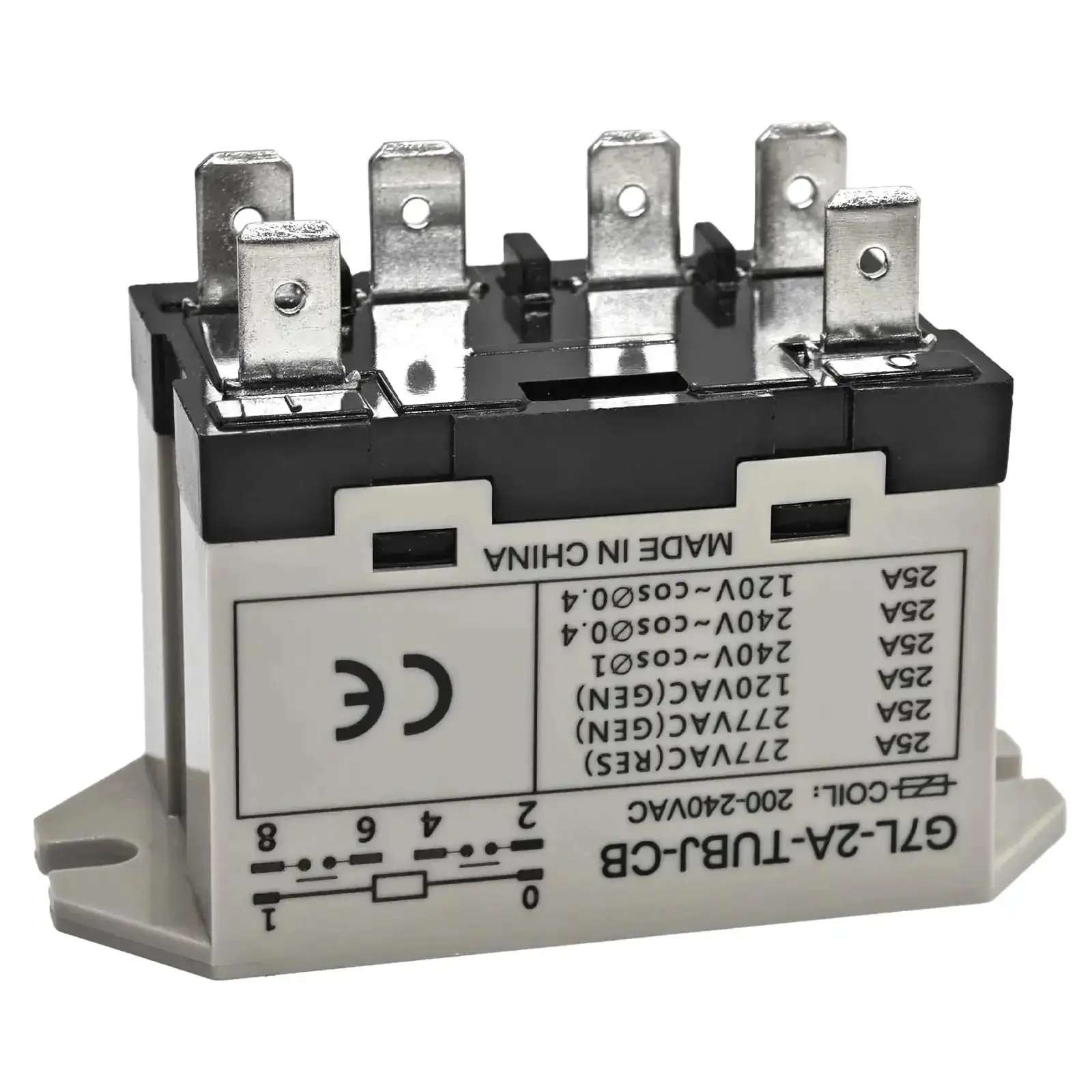 General Purpose DPST NO Relay With Test Button And Quick Connect Terminals For Easy Wiring Flame Resistant And AC200 to 240 Volt Coil Reliable Industrial Control Relay For Fast Smooth Signal Switching - Image 3