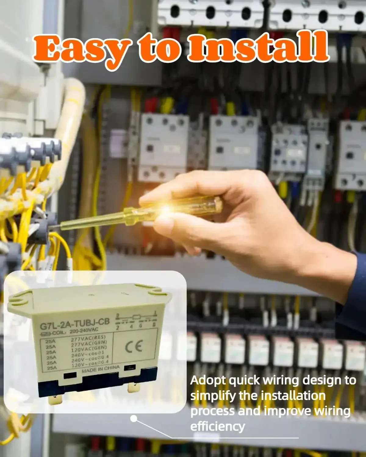 General Purpose Relay With Test Button For Beefy, Heavy Duty High Power Loads, Double Pole Single Throw Normally Open, Quick Connect Terminals, Flame Resistant Build, Perfect For Motors, Lighting, And Industrial Machinery Control - Image 3