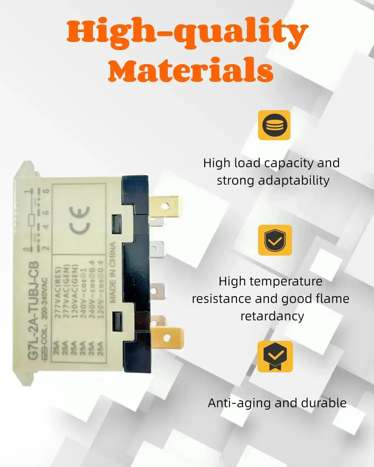 General Purpose Relay With Test Button For Beefy, Heavy Duty High Power Loads, Double Pole Single Throw Normally Open, Quick Connect Terminals, Flame Resistant Build, Perfect For Motors, Lighting, And Industrial Machinery Control - Image 5