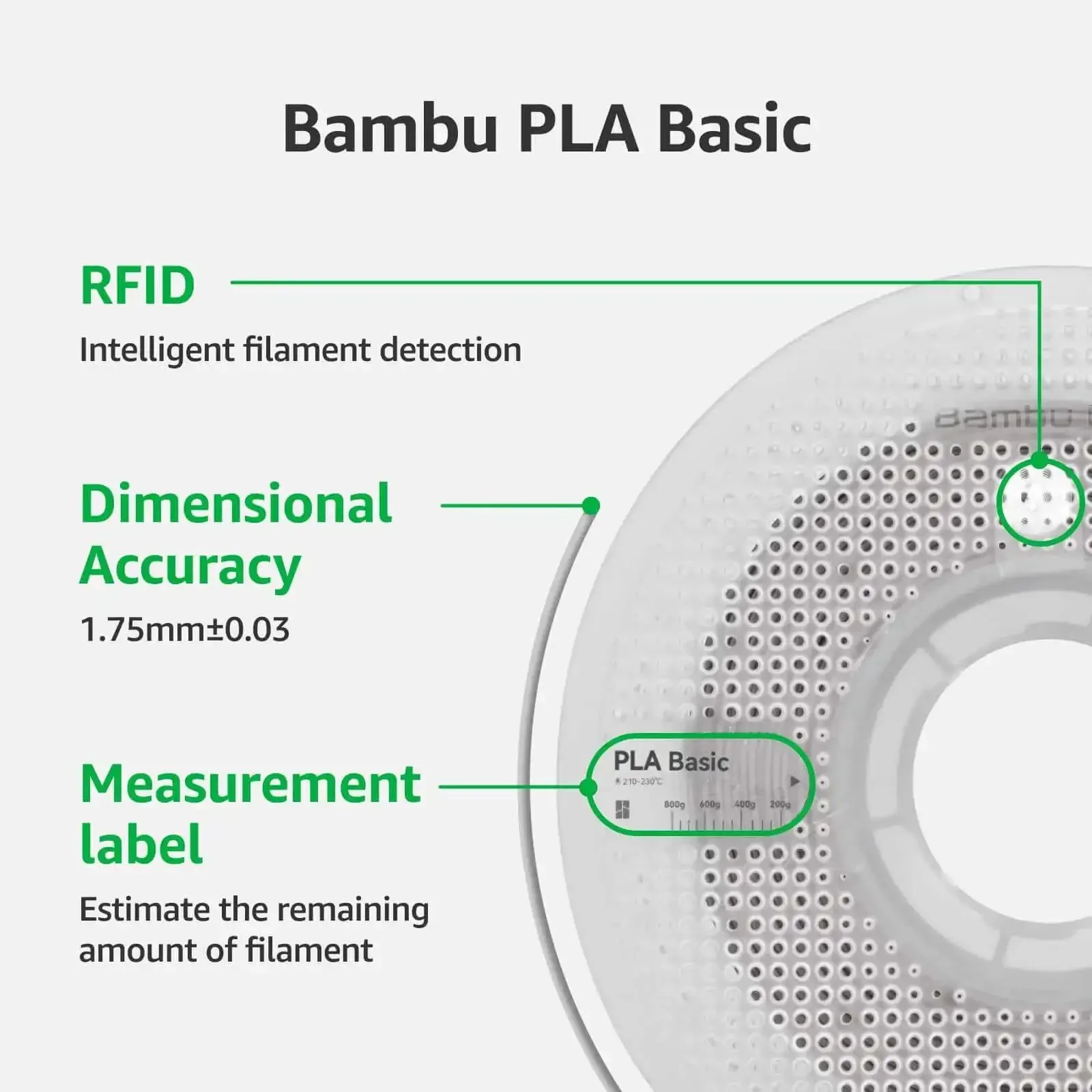 Genuine 1.75mm PLA Filament With RFID For Easy No Mess No Fuss Printing On A Reusable 1kg Black Spool Diameter Accuracy 0.03mm Tangle Free AMS Compatible Ideal For Smooth Reliable Prints - Image 3