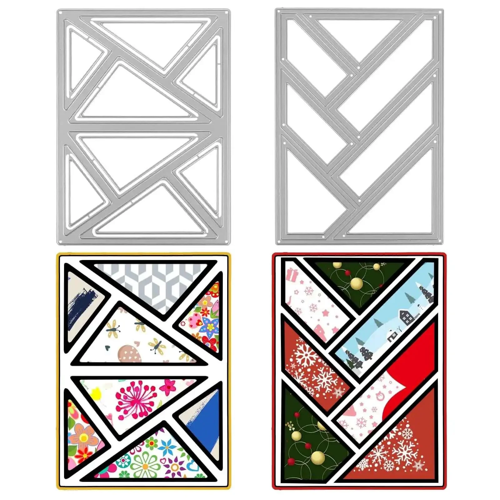 Geometric Die Cuts For Card Making And Scrapbooking Background Dies With Hollow Frame For Rectangle And Triangle Designs Durable Carbon Steel Metal Die Cuts For DIY Craft Embossing And Paper Album Decor