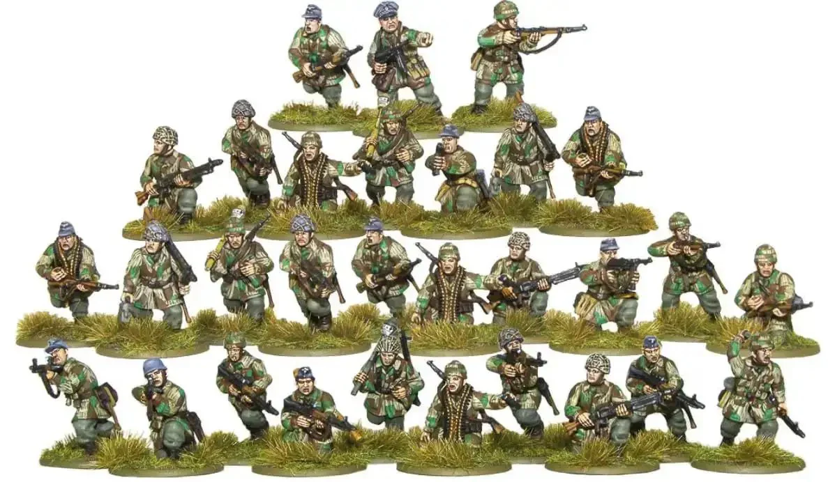 German Fallschirmjager Airborne Paratroopers 28mm Plastic Miniatures For Bolt Action Wargaming, Highly Detailed World War II Figures With Multiple Weapon Options Like MP40, Panzerfaust, Kar 98K, MG42 - Image 5
